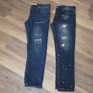 Men's Slim Fit Distressed Jeans - Blue